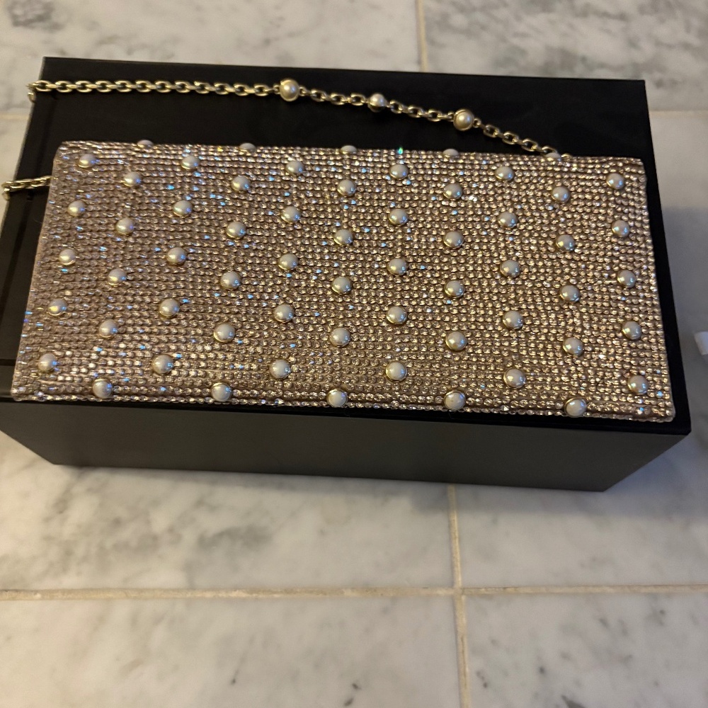 Judith Lieberman pearl and crystal clutch.